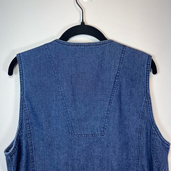 TravelSmith Women's Utility Vest Blue Denim Buttons Pockets Fishing Hiking Large - Picture 11 of 16